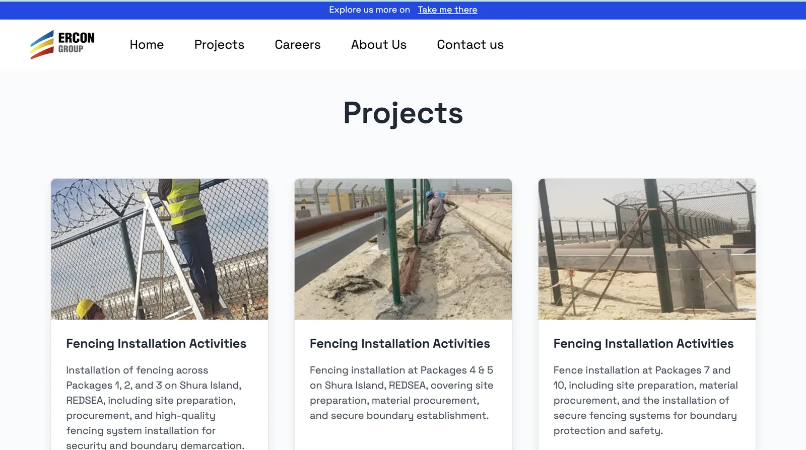 The projects catalogue, listing fencing installation works